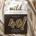 Invitation 40e anniversaire Leopard Foil Script<br><div class="desc">Léopard Foil Balloon Script design moderne d'anniversaire. Les produits correspondants se trouvent dans la collection de ballons à huile de léopard pour adultes d'anniversaire.</div>