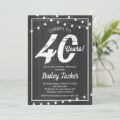 Invitation 40e anniversaire lumières à cordes sur tableau de (Debout devant)