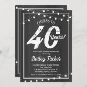 Invitation 40e anniversaire lumières à cordes sur tableau de (Devant / Derrière)