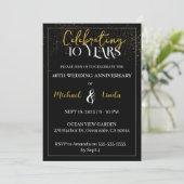 Invitation 40e anniversaire Mariage Black Gold Golden Invitat (Debout devant)