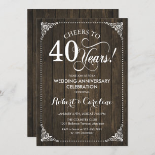 Invitation 40e anniversaire Mariage - Bois