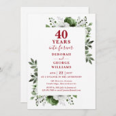 Invitation 40e anniversaire Mariage Verdure Floral Monogramme (Devant / Derrière)