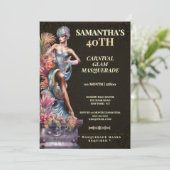 Invitation 40e Anniversaire Masqué Noir Or (Debout devant)