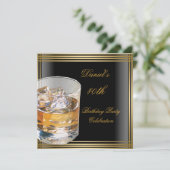 Invitation 40e anniversaire Mens Black Gold Boissons Froides (Debout devant)