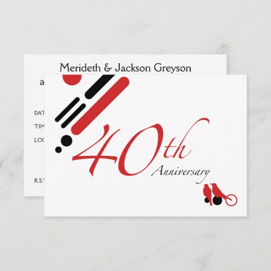 Invitation 40e anniversaire (mod birds) (Devant / Derrière)