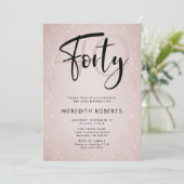 Invitation 40e anniversaire Modern Script Rose Gold Party (Debout devant)