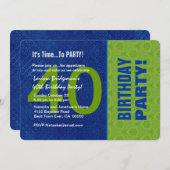 Invitation 40e anniversaire Moderne Bleu et Vert B40D (Devant / Derrière)