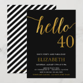 Invitation 40e anniversaire moderne BONJOUR 40 Anniversaire a (Devant / Derrière)