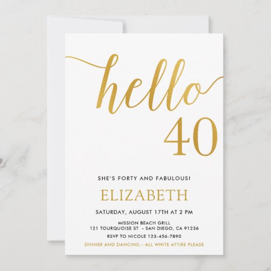 Invitation 40e anniversaire moderne BONJOUR 40 Anniversaire a (Devant)