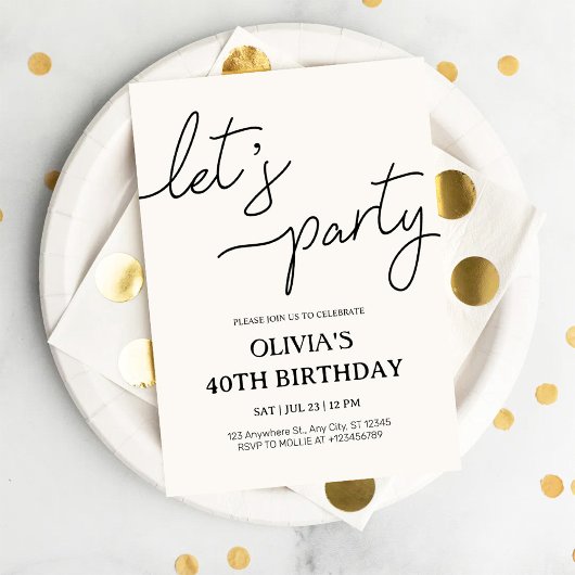 Invitation 40e anniversaire Moderne Faisons la Fête