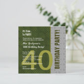 Invitation 40e anniversaire moderne vert et argent S302 (Debout devant)