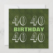 Invitation 40e anniversaire moderne vert et argent S302 (Dos)