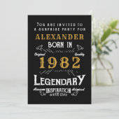 Invitation 40e anniversaire Né 1982 Black Gold Retro (Debout devant)