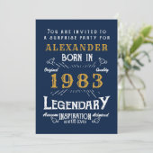 Invitation 40e anniversaire Né 1983 Blue Gold Retro Legend (Debout devant)