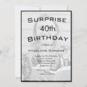 Invitation 40e anniversaire noir blanc photo moderne élégant (Dos)