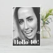 Invitation 40e anniversaire noir blanc photo moderne élégant (Debout devant)