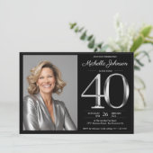 Invitation 40e anniversaire noir et argent (Debout devant)