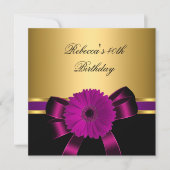 Invitation 40e anniversaire Noir Plum rose violet or (Devant)