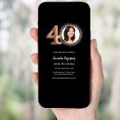 Invitation 40e anniversaire noir rose or photo