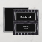 Invitation 40e Anniversaire Noir Studs Argent (Devant / Derrière)