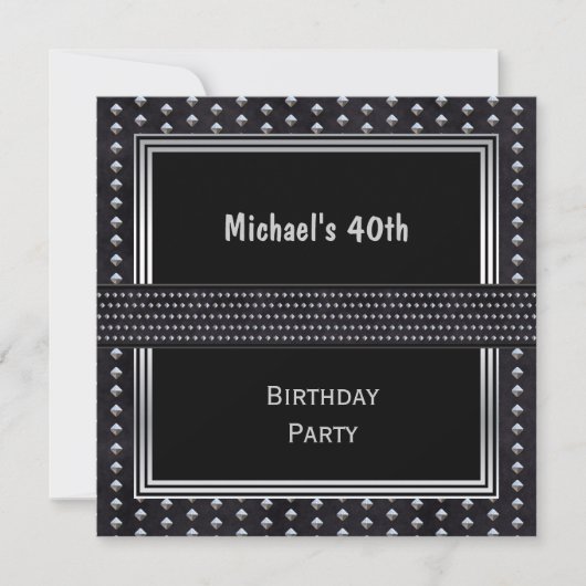 Invitation 40e Anniversaire Noir Studs Argent (Devant)