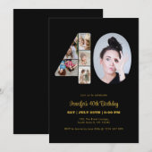 Invitation 40e anniversaire Numéro 40 Photo Collage moderne N (Devant / Derrière)