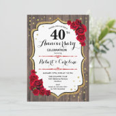 Invitation 40e anniversaire - Or rouge bois (Debout devant)
