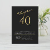 Invitation 40e Anniversaire Or Script moderne Noir (Debout devant)