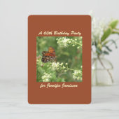 Invitation 40e anniversaire papillon de fête Personnaliser le (Debout devant)