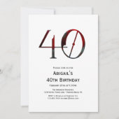 Invitation 40e anniversaire Paris, Tour Eiffel, Ballons rouge (Devant)