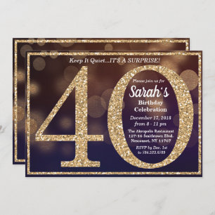 Invitation 40e anniversaire Parties scintillant jalon Invitat