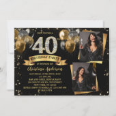 Invitation 40e anniversaire Parties scintillant moderne or Ba (Devant)