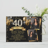 Invitation 40e anniversaire Parties scintillant moderne or Ba (Debout devant)