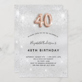 Invitation 40e anniversaire parties scintillant or argent (Devant / Derrière)