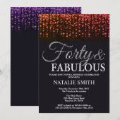 Invitation 40e anniversaire Parties scintillant rouge et arge (Devant / Derrière)
