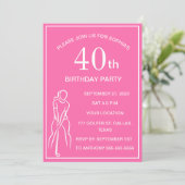 Invitation 40e Anniversaire Party Golfer Pink Ladies Golf Par (Debout devant)