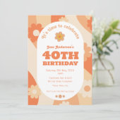 Invitation - 40e anniversaire - pastel pêche rétro (Debout devant)