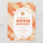 Invitation - 40e anniversaire - pastel pêche rétro (Devant / Derrière)