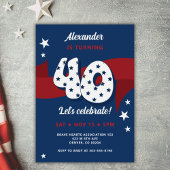 Invitation 40e Anniversaire Patriotique Rouge Blanc Bleu Étoi
