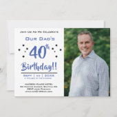 Invitation 40e anniversaire, père, papa, fête photo (Devant)