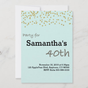 Invitation 40e anniversaire Personnalisé en couleurs pastel