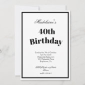 Invitation 40e anniversaire Photo moderne Elégant (Dos)
