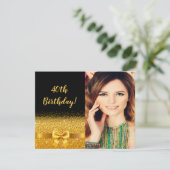 Invitation 40e anniversaire photo noir or arc (Debout devant)