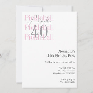 Invitation 40e anniversaire Pickleball rose