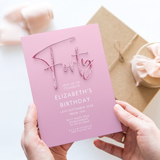 Invitation 40e anniversaire Pink Glitz