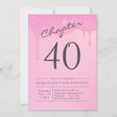 Invitation 40e anniversaire Pink Grey Party (Devant)