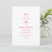 Invitation 40e Anniversaire Pink Whimsical Dainty Doodle (Debout devant)