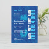 Invitation 40e anniversaire pour lui Royal Blue et Aqua W1502 (Debout devant)