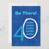 Invitation 40e anniversaire pour lui Royal Blue et Aqua W1502 (Dos)