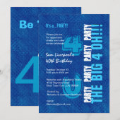 Invitation 40e anniversaire pour lui Royal Blue et Aqua W1502 (Devant / Derrière)
